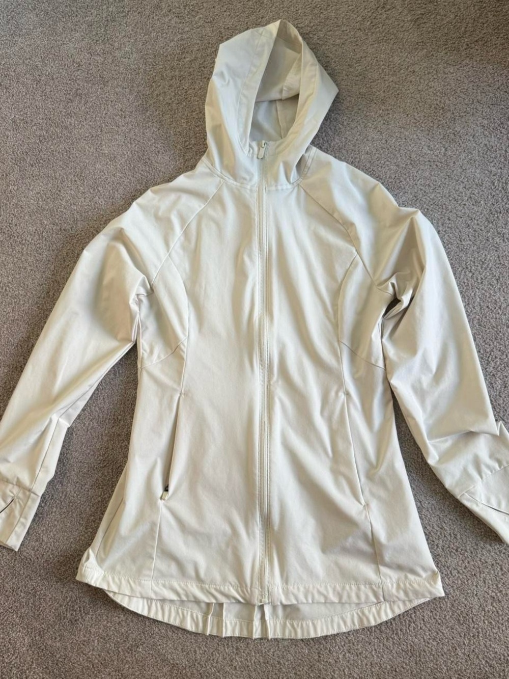 all in motion Cream Hooded Utility Jacket - Lightweight Zip Front